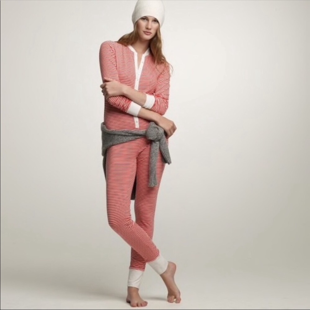 J Crew union classic stripe red pajama onesie